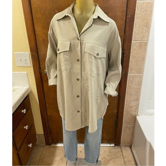 H&M Sage Green Oversized Shirt. NWT size small. - Picture 12 of 16